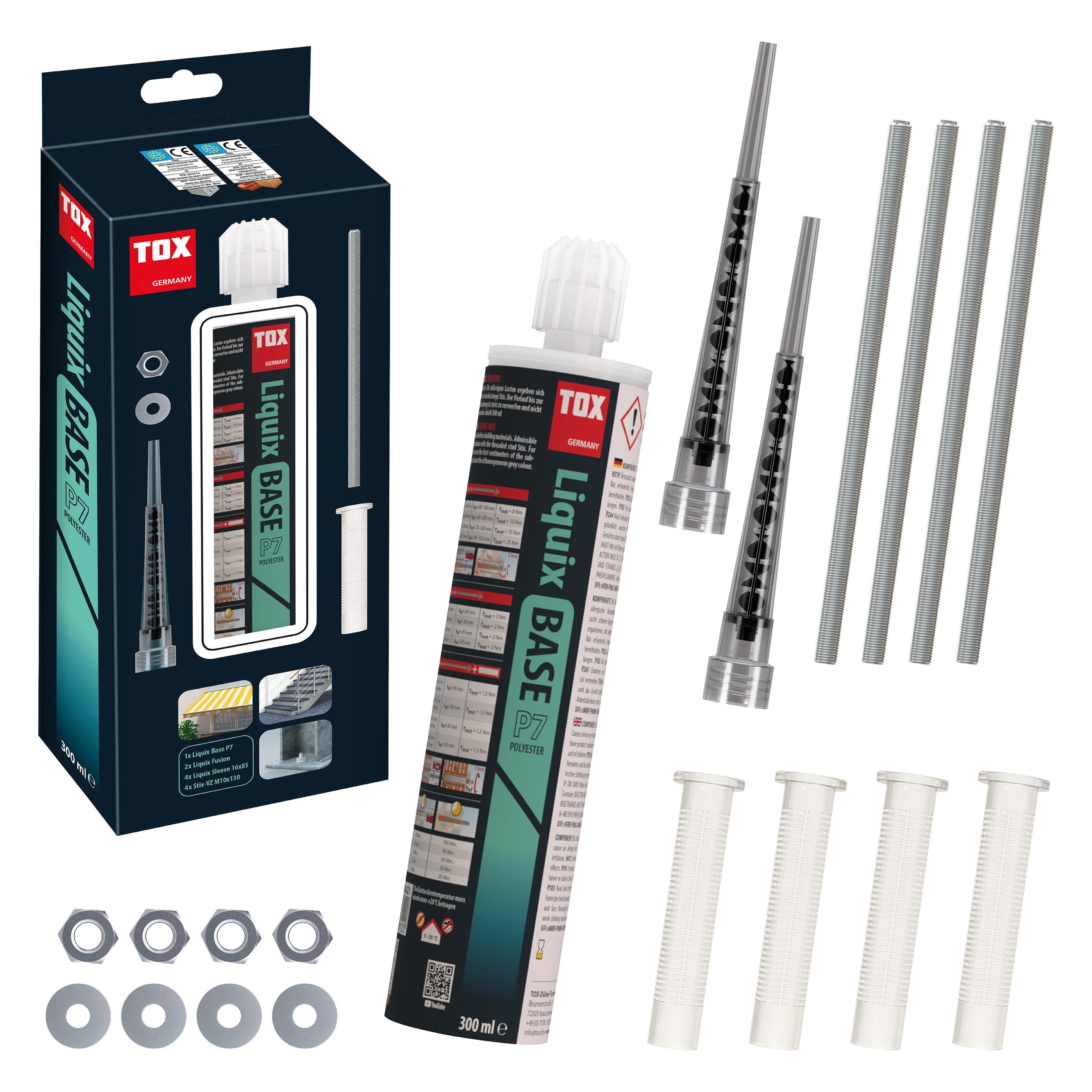Tox Liquix Base P7 300 ml Befestigungsset mit Stix, styrolfrei, für Beton & Mauerwerk (9 Stk.) (76607890)