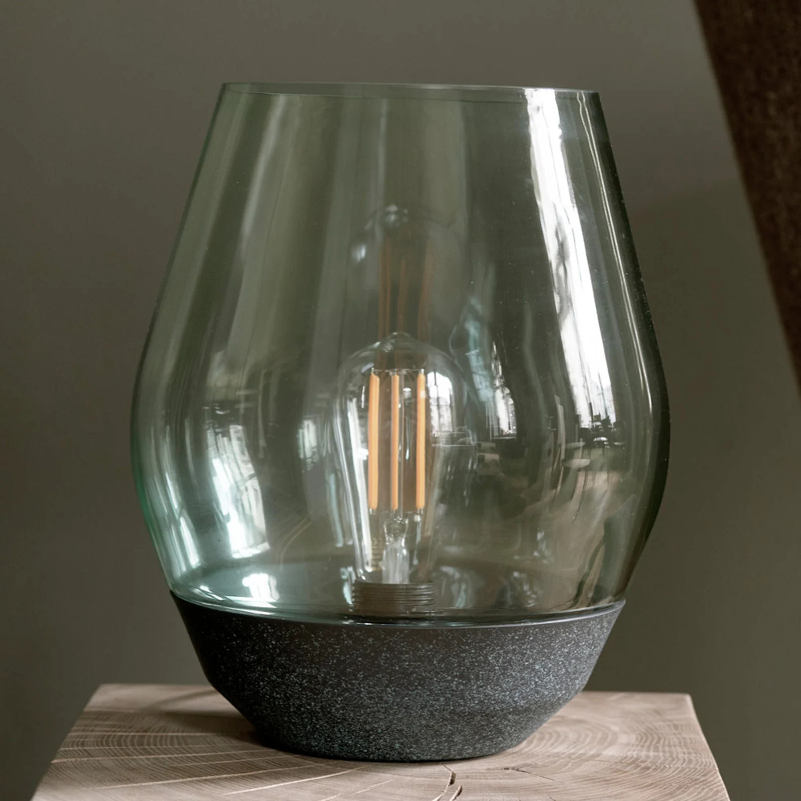 New Works Bowl tafellamp, koper/rookgrijs, Hoogte: 30 cm