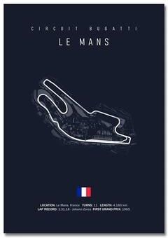 Inspired Finds F1 Racing Circuit Canvas Wall Art For Motorsport & Formula Racing Fans 7.87x11.81in Unframe le Mans