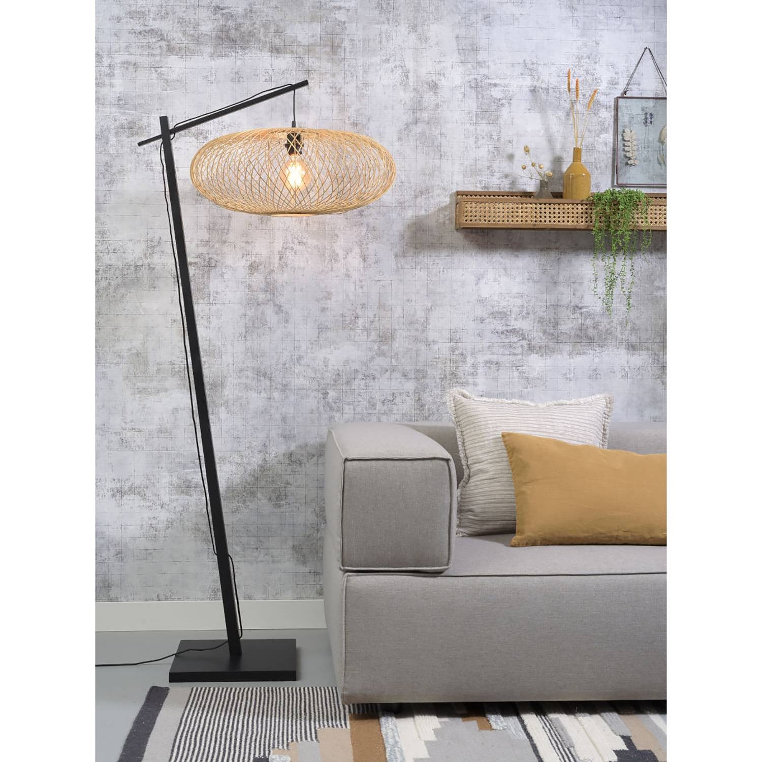 home24 Staande lamp Cango Ø 60cm beige/zwart/beige
