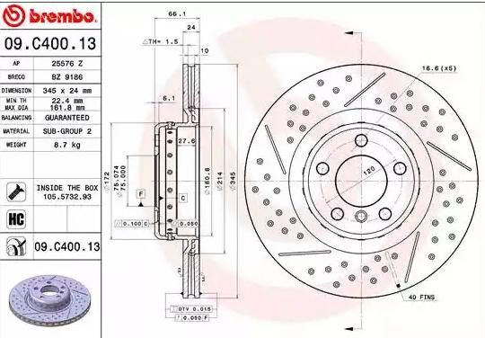 BREMBO 09.C400.13 Brake disc