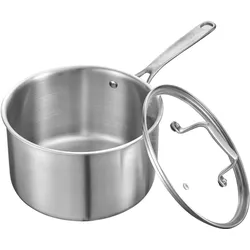 VEVOR Kochtopf Soßentopf 3,79 L mit Glasdeckel, Suppentopf Gemüsetopf mit ergonomischem Griff, Milchtopf aus Edelstahl Gemüsetopf, Silber Großraumtopf Mehrzwecktopf spülmaschinengeeignet