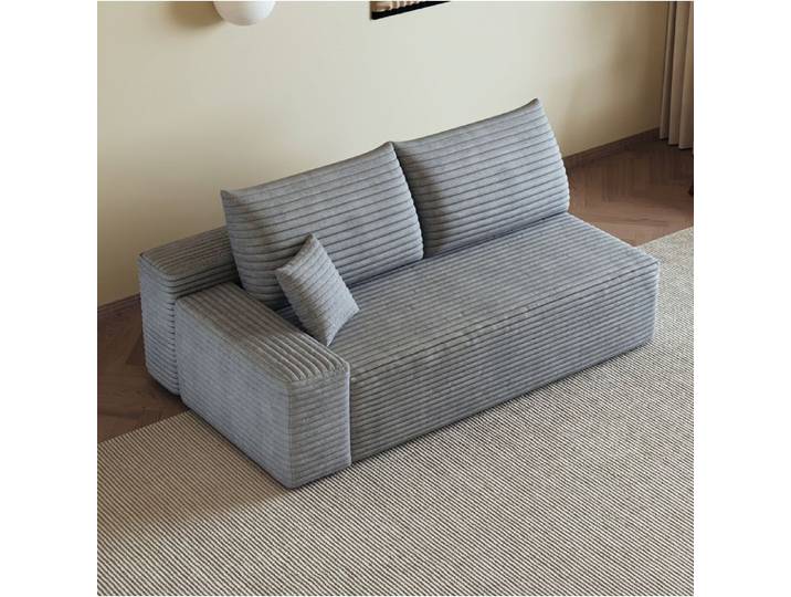 ULEVR Canapé d'angle modulable réversible 2 places en velours côtelé gris livré monté