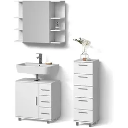 BADMÖBEL-SET Eisak, Weiß, 3-teilig