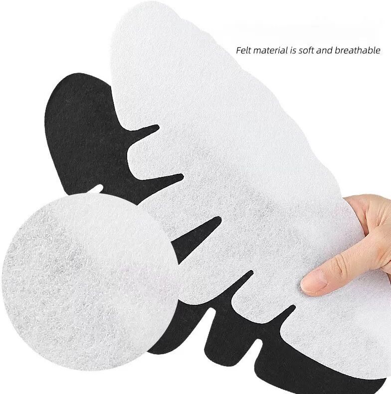 INF 10er-Packung geformte Hutkrempe-Innenfutter-Pads – Filz-Schweißabsorber für Baseballkappen und Schirmmützen Schwarz