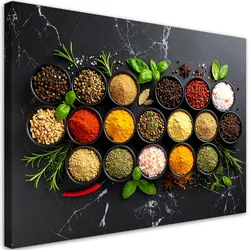 LEINWANDBILD Bunte Gewürze und Kräuter 90x60cm
