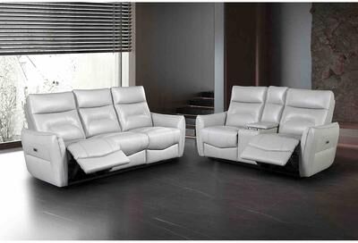 Esofastore Contemporary Taupe Finish Power Reclining Sofa Set Center Console