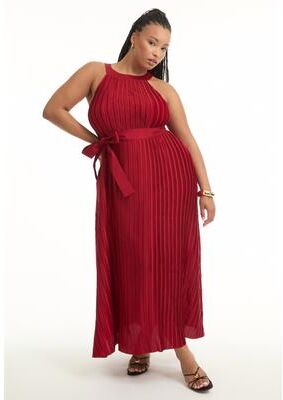 Plus Size Women's Pleated Halter Maxi Dress by June & Vie in Bold Red (Size 18/20)