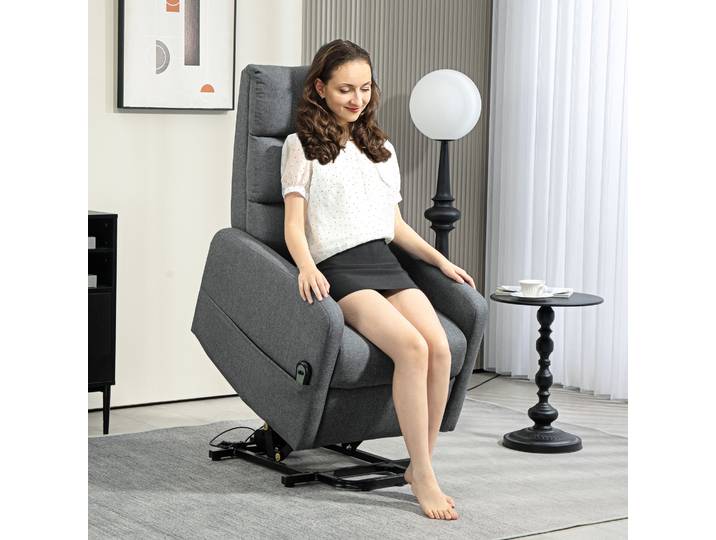 HOMCOM Fauteuil Relax Électrique Aide au Lever Gris Lin