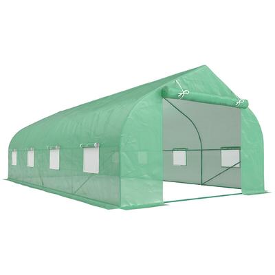 Outsunny Gewächshaus ca. 6 x 3 x 2 m Foliengewächshaus mit Rollbar Reißverschlusstür 8 Netzfenster Stützstangen