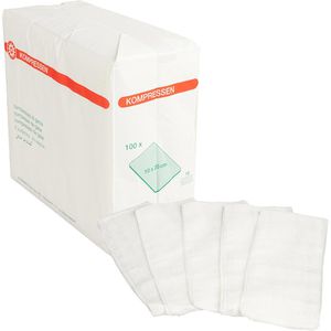 Nobamed Mullkompressen 857120, aus Baumwolle, unsteril, fusselfrei, mit Falzkanten, 16-lagig, 10 x 20 cm, 100 Stück