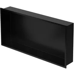 LuxeBath Wandnische Edelstahl 60 × 30 × 10 cm Schwarz – Duschnische mit Rahmen, befliesbares Einbauregal, Duschablage für Badutensilien, Wandregal Bad