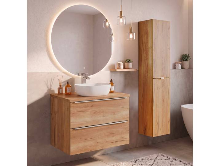 Ensemble meuble simple vasque 80cm et colonne April Bois