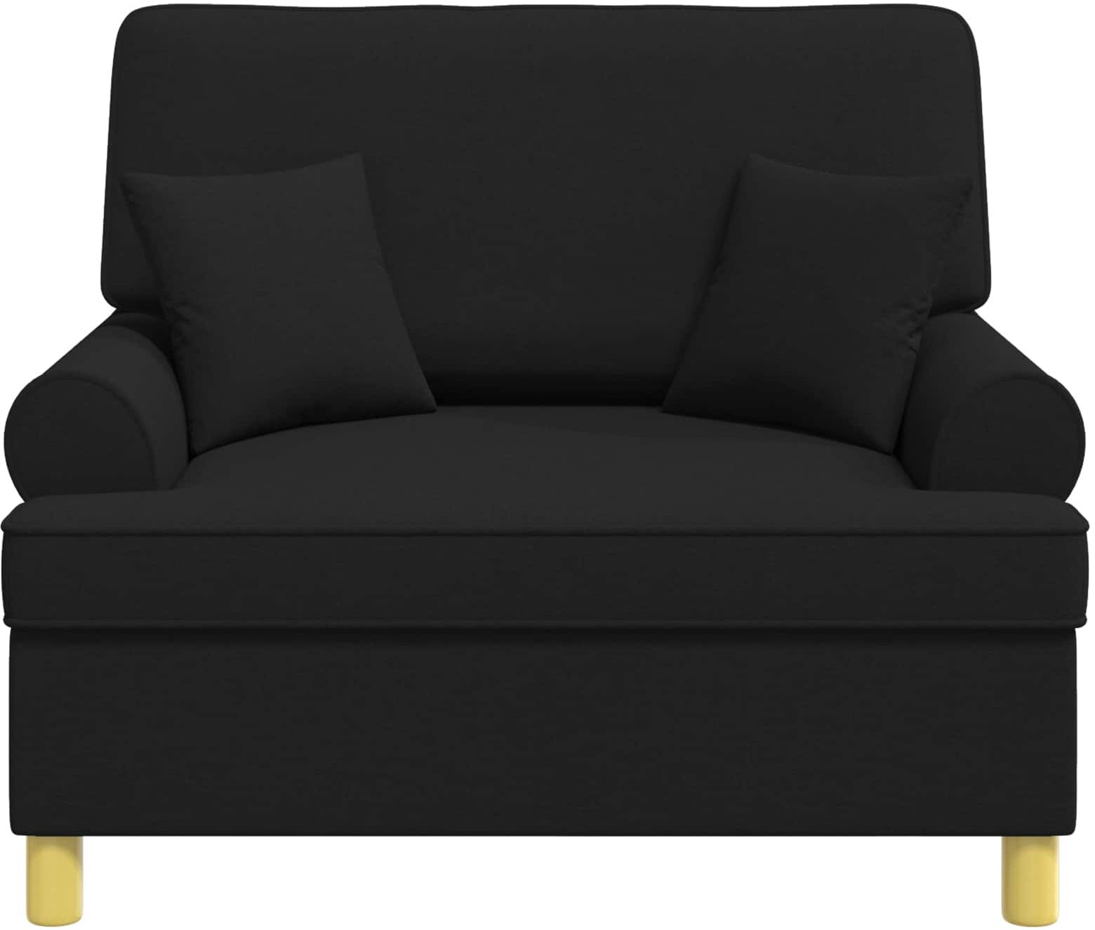 vidaXL Fauteuil XXL avec coussins Noir Tissu