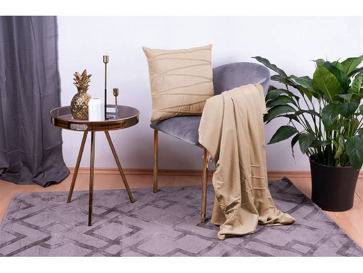 Plaid et coussin déco Paulina Beige/Champagne Polyester