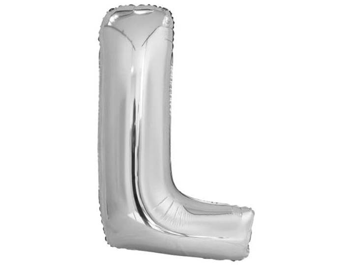 Amscan 9909561 9909561-Zilveren Letter L SuperShape Folie Ballon-42, Zilver
