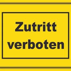 HB-Druck Zutritt verboten Schild gelb-schwarz A5 (148x210mm)