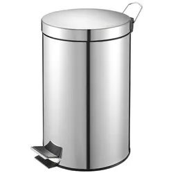 PROREGAL Runder Tretabfallsammler mit herausnehmbaren Kunststoff-Inneneimer | 3 Liter, HxBxT 27x19,5x17cm | Silber