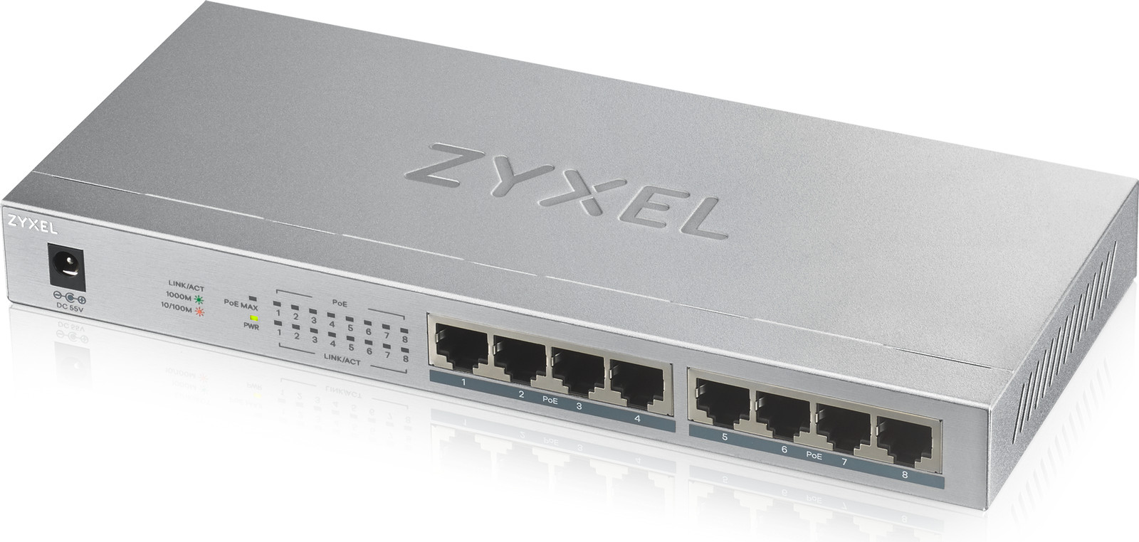 Zyxel GS1008HP Unmanaged Gigabit Ethernet Power over Ethernet (PoE) Switch - Grijs