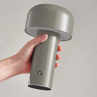 Uplifted Goods Portable Mushroom Table Lamp With Touch Control And Rechargeable Design grey usb