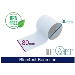 5x Artdev, Thermopapierrolle, Thermorolle - 80 80 12 (B/D(max.)/K) Blue4est (Blau) Ökopapier, 80m, 52g, 35 Jahres Qualitä...