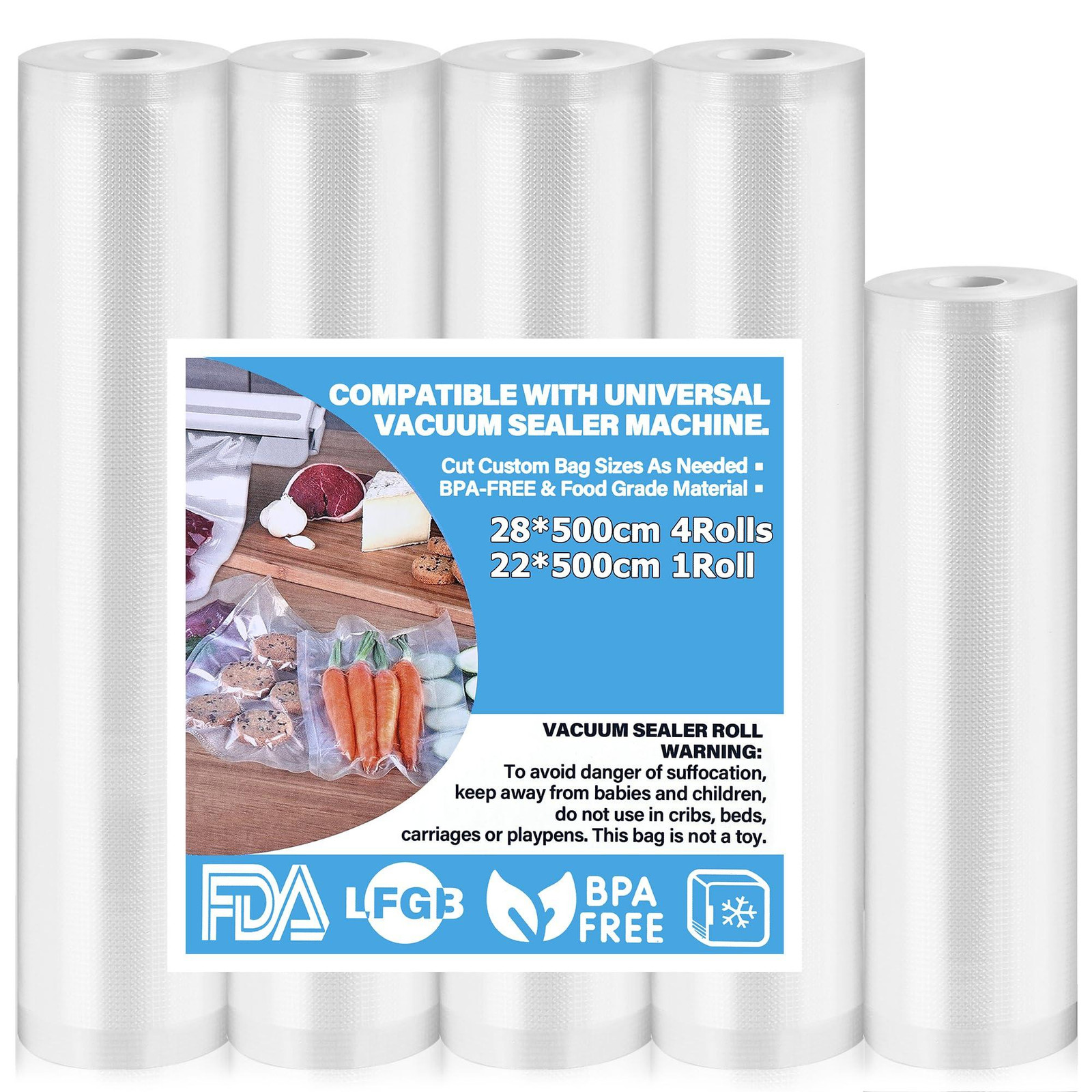 Dripio Vacuümzakken 5 stuks, 22 x 500 cm, 190 µm, BPA-vrij