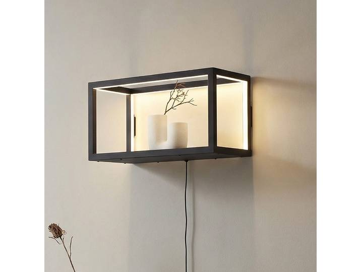 Applique murale LED Birta, fiche, étagère, 51 cm, USB - Lindby - Salon / séjour - Moderne - Métal - Angulaire