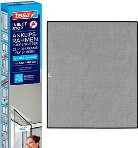 tesa Fliegengitter Insect Stop Clip On anthrazit 1,2 x 1,4 m