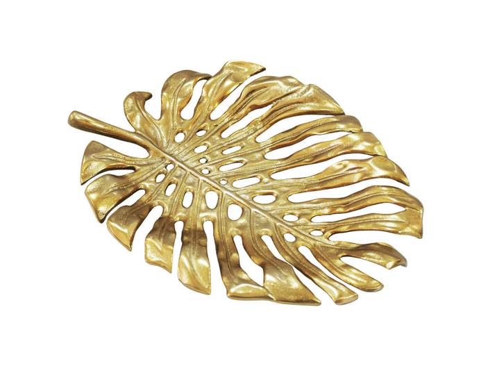 Livetastic Dekoschale, Goldfarben, Metall, Blatt, 29x4x36 cm, handgemacht, Dekoration, Dekoschalen