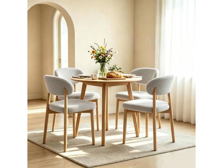 PEACHES Lot de 4 fauteuils polyvalents rembourrage épais pour bureau domestique et balcon gris clair