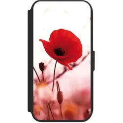 Nivocase Klapphülle für Apple iPhone 8 Handyhülle aus Kunst Leder NIVOflip schwarz Blume Mohnblume Sommer (Apple iPhone 8), Smartphone Hülle, Schwarz