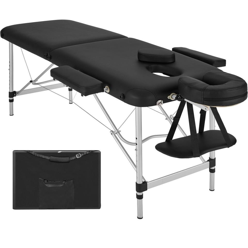 tectake Massageliege, Schwarz, Metall, 60x89x205 cm, Freizeit, Wellness, Körperpflege, Wohlfühlprodukte