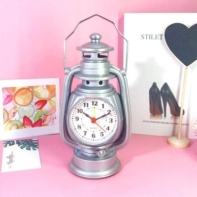 Inspired Deals Vintage Oil Lamp Style Retro Table Clock Decorative Alarm Clock For Home & Office silver