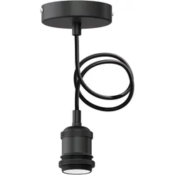 ledscom.de Pendelleuchte / Hängelampe RETRA, Textilkabel, schwarz matt, 1x E27 max. 60W
