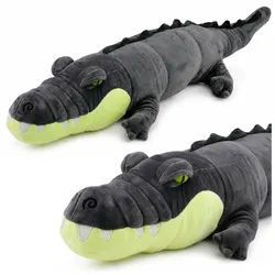 Plüschkrokodil-Maskottchen, Kuscheltier, realistisch, grau, 90 cm