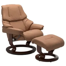 Stressless Sessel mit Hocker Reno Classic Leder Braun Batick Latte S (Small)