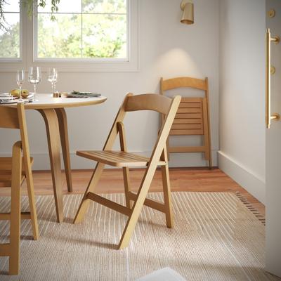 Lancaster Home "2PK Comm. Grade Solid Wood Portable Folding Dining Chair - 17.5""W x 18""D x 31.25""H"