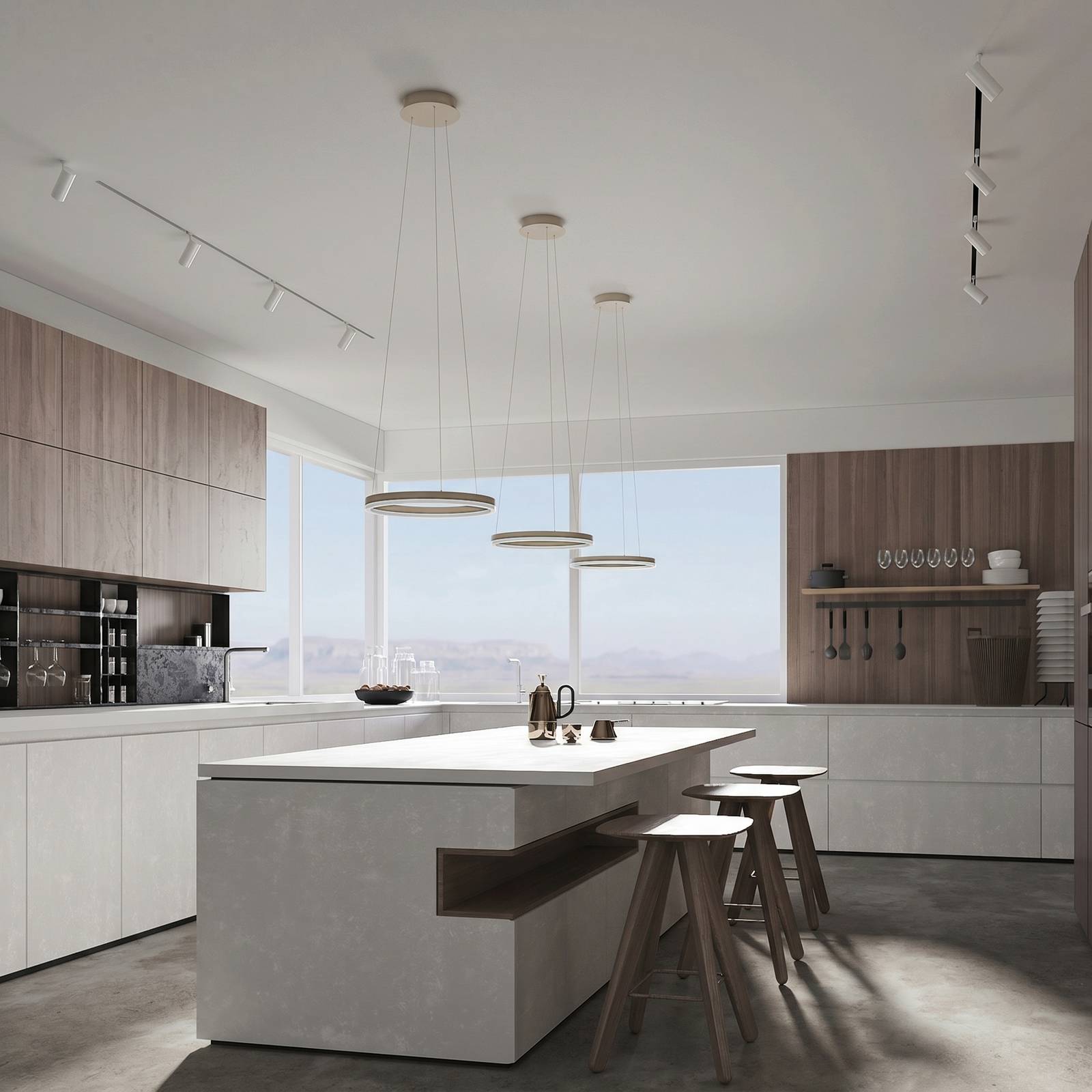 Hängelampe Albiona Arcchio, dimmbar, creme / amber, für Küche, Metall, Modern, Pendelleuchte