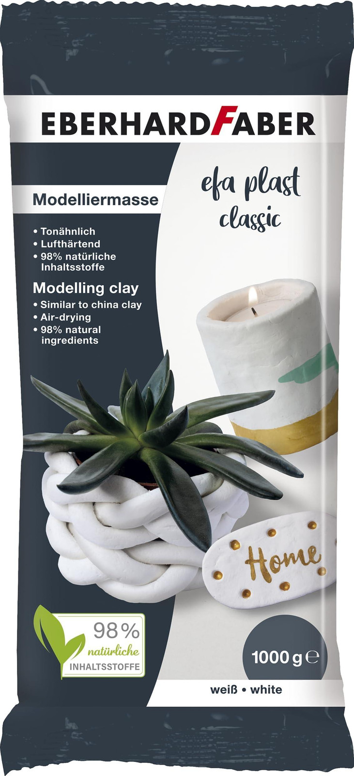 EFA Plast Luchtgedroogde modelleerklei, wit, 1 kg
