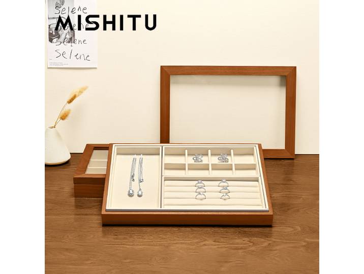 Boîte à bijoux en bois MISHITU, organisateur de bijoux, boîte à boucles d'oreilles, colliers, pendentifs, bagues, étui de rangement et de présentation
