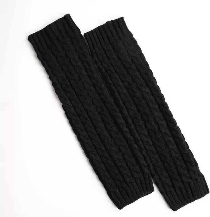 INF Warme gestrickte Beinlinge, 1 Paar Schwarz