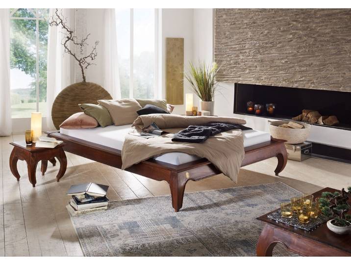 Bett Akazie 140x200x42 nougat lackiert OPIUM #262