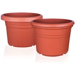 BigDean 3x Blumentopf Ø 40 cm Farbe Terrakotta Kunststoff Pflanztopf Containertopf Übertopf Pflanzkübel rund 40 x 28 cm