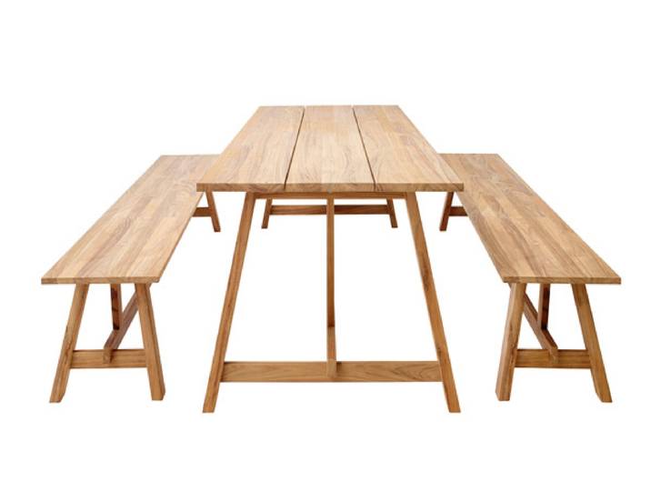 Solpuri Country Gartenmöbelset 3tlg. mit Teak Tisch 240x80 cm