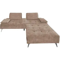SOFA MIT HOCKER WIOLO Taupe Velvet