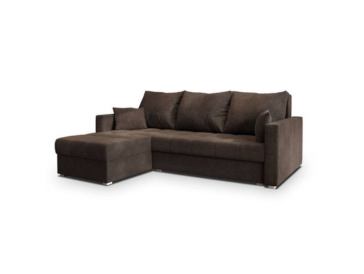 ECKSOFA NIDA Braun Geflochtener Stoff mit Schlaffunktion