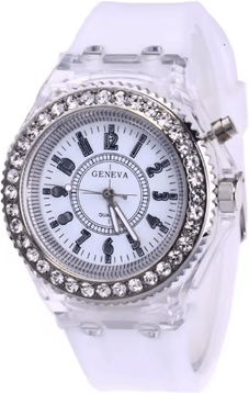 Inspire Essentials LED Flash Luminous Silicone Watch For Kids And Adults white
