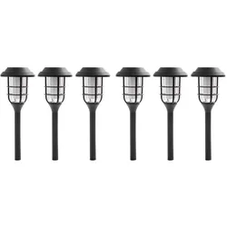 Solarlampe Garten Deko für Außen Erdspiess Solarlampen Flammeneffekt Erdspieß, Kunststoff schwarz, Akku 6-8h, LED warmweiß, DxH 12x43 cm, 6er Set