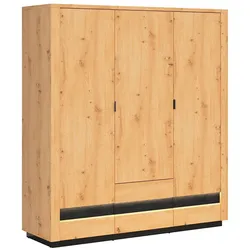 KLEIDERSCHRANK 3 Türen Glenn Holz und Schwarz