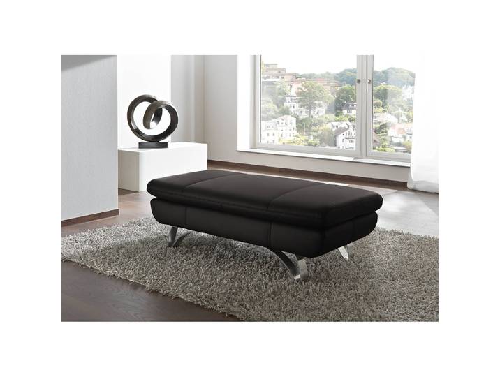Polsterhocker Buin 130 x 43 x 65cm Schwarz Echtleder Canela: Schwarz
